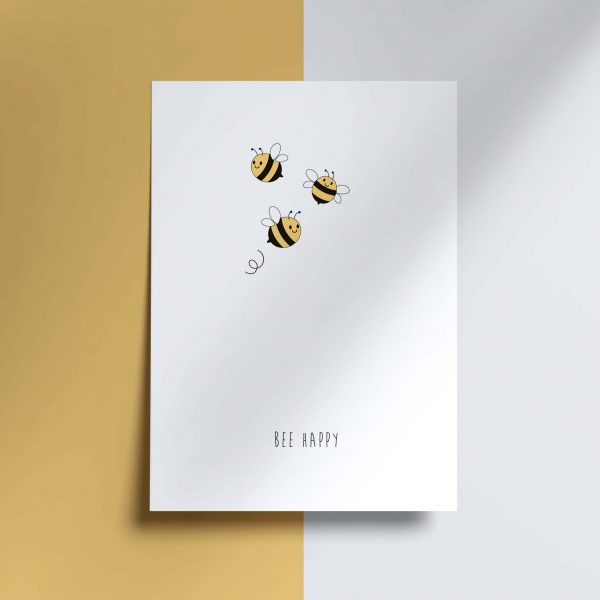 wenskaart – bee happy