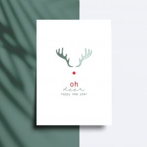 kerstkaart – oh deer happy new year